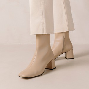 Watercolor Tahini Beige Vegan Leather Ankle Boots from Alohas