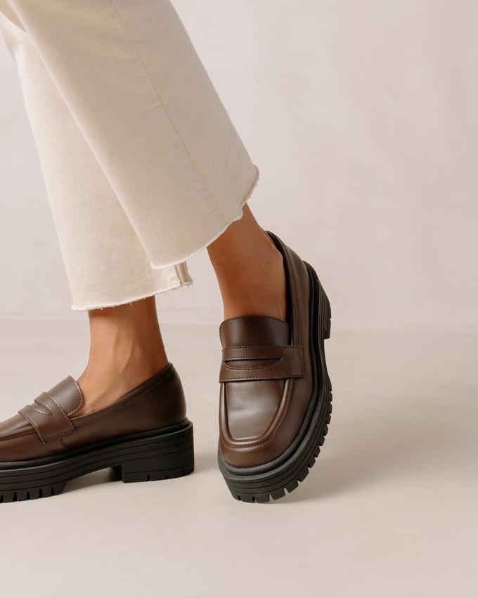 Mask Umber Brown Vegan Leather Loafers from Alohas