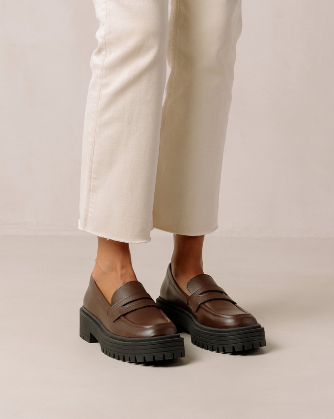 Mask Umber Brown Vegan Leather Loafers from Alohas