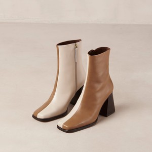 South Bicolor Camel Beige Leather Ankle Boots from Alohas