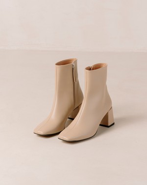 Watercolor Tahini Beige Vegan Leather Ankle Boots from Alohas