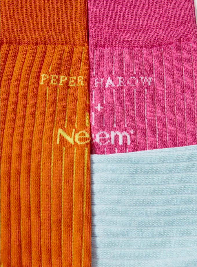 Recycled Ribbed Cotton Pop Colour Men's Socks Multi Pack from Neem London