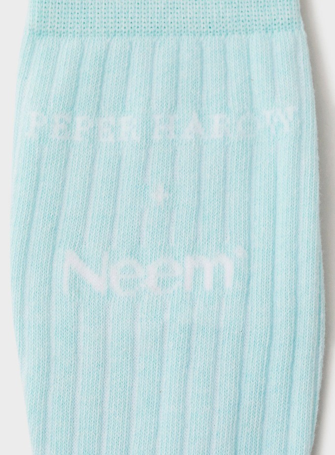 Recycled British Ribbed Cotton Sky Men's Socks from Neem London