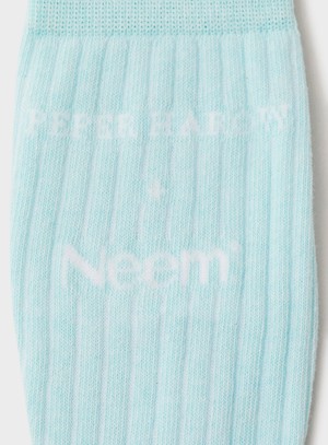 Recycled British Ribbed Cotton Sky Men's Socks from Neem London