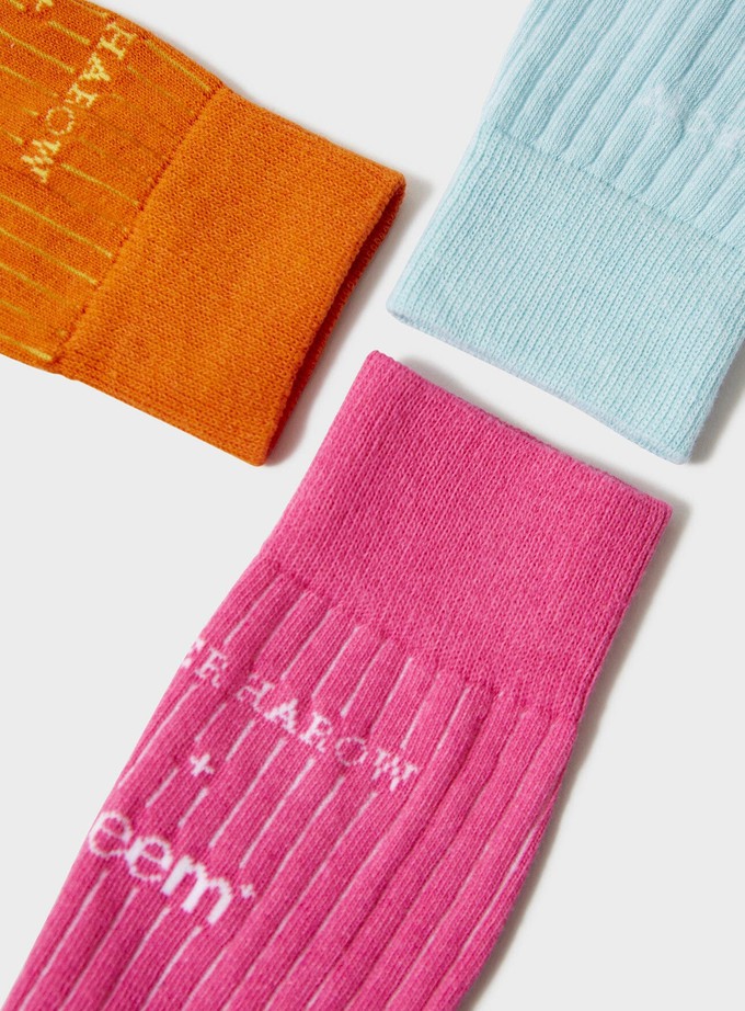 Recycled Ribbed Cotton Pop Colour Men's Socks Multi Pack from Neem London