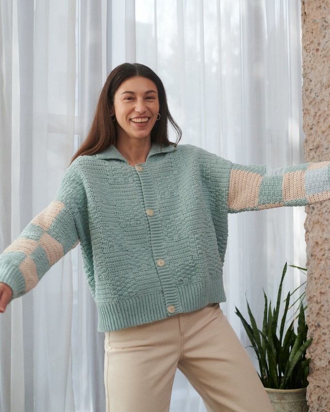 Prietema: Fantasy Sea Foam Crochet Cotton Jacket from Urbankissed