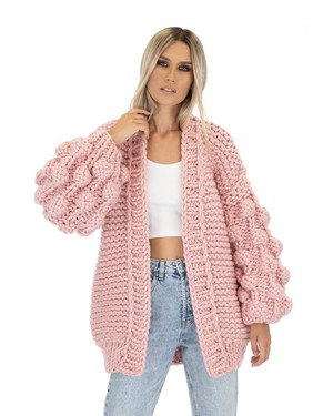 Bubble Sleeve Cardigan - Pink from Urbankissed