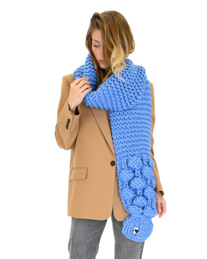 Bubble Ribbed Chunky Scarf - Blue from Urbankissed