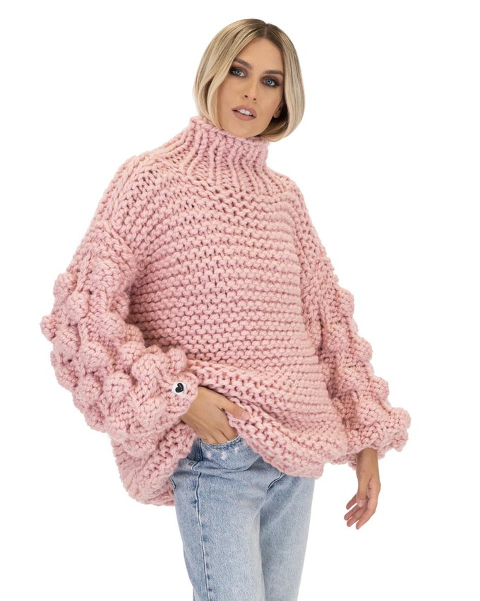 Bubble Sleeve Sweater - Pink from Urbankissed