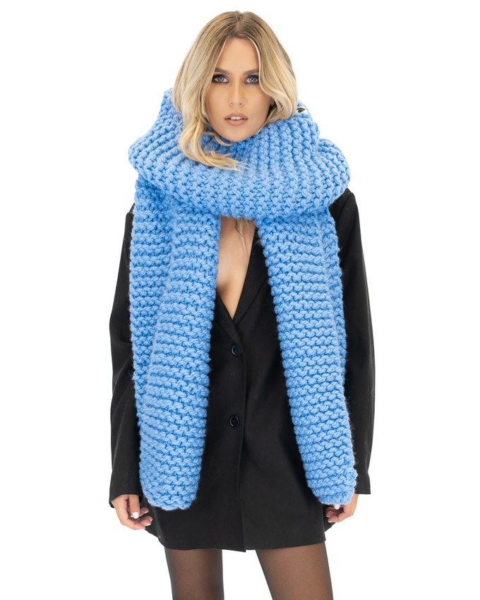 Straight Ribbed Chunky Scarf - Blue from Urbankissed