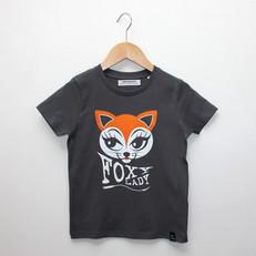 Kinder t-shirt ‘Foxy lady’ – Grey via zebrasaurus