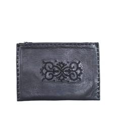 Embroidered Leather Pouch in Black van Abury
