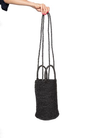 Raffia Summer Basket Bag in Black from Abury