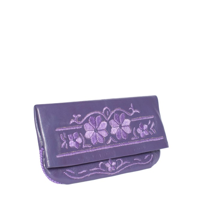 Floral Evening Clutch Bag in Purple from Abury