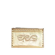 Embroidered Leather Coin Wallet in Gold van Abury