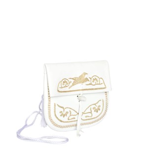 Embroidered Mini Crossbody Bag in White, Beige from Abury