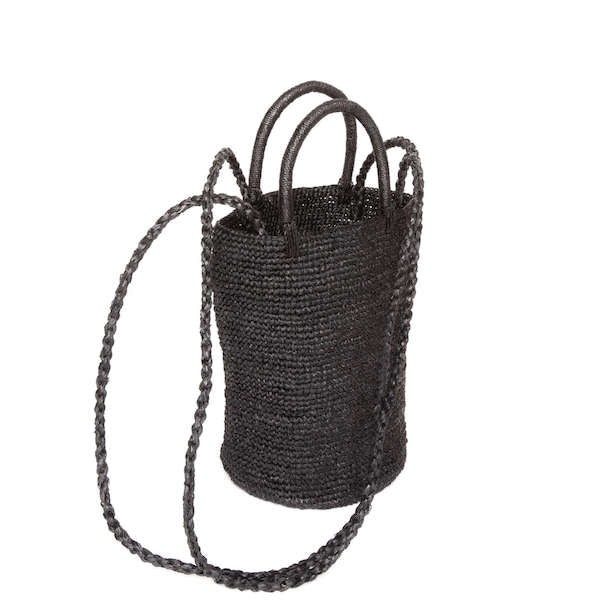 Raffia Summer Basket Bag in Black from Abury