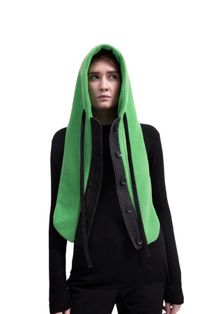 Plush Poison Green Slip-in Hood - deadstock from AFKA