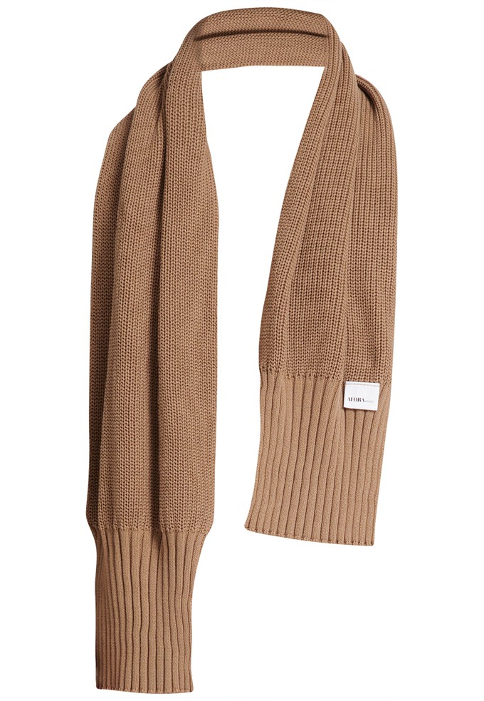 Organic cotton knit scarf SCAR in brown from AFORA.WORLD