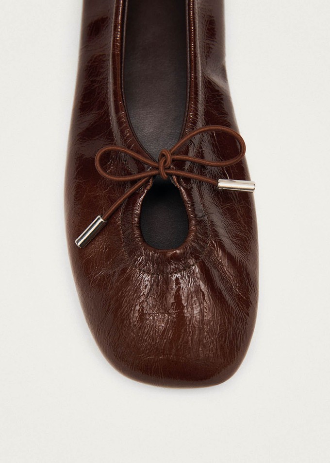 Rosalind Patent Brown Leather Ballet Flats from Alohas