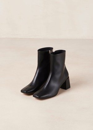Watercolor Black Vegan Leather Ankle Boots from Alohas