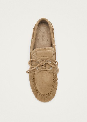 Rowan Suede Beige Leather Loafers from Alohas