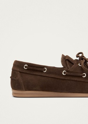 Rowan Suede Brown Leather Loafers from Alohas