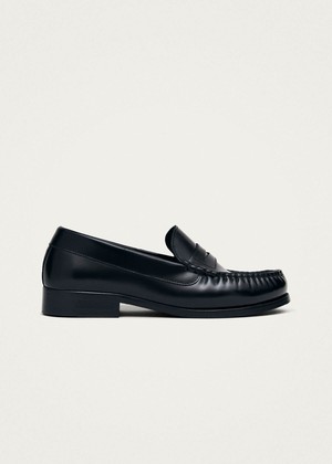 Rivet Black Leather Loafers from Alohas