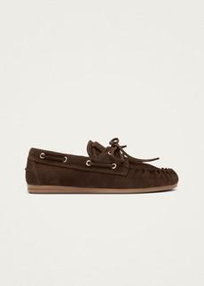 Rowan Suede Brown Leather Loafers via Alohas