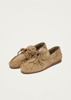 Rowan Suede Beige Leather Loafers from Alohas