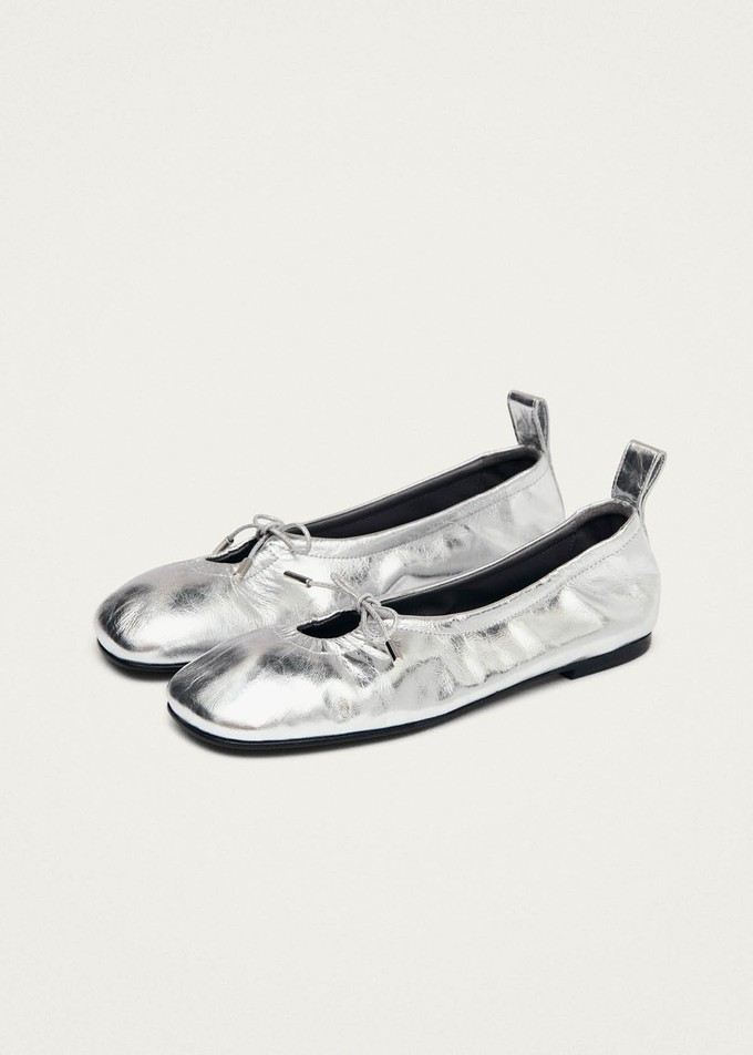 Rosalind Shimmer Silver Leather Ballet Flats from Alohas