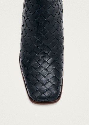 West Braided Black Leather Ankle Boots from Alohas