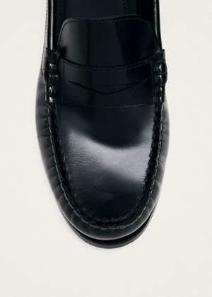 Rivet Black Leather Loafers from Alohas