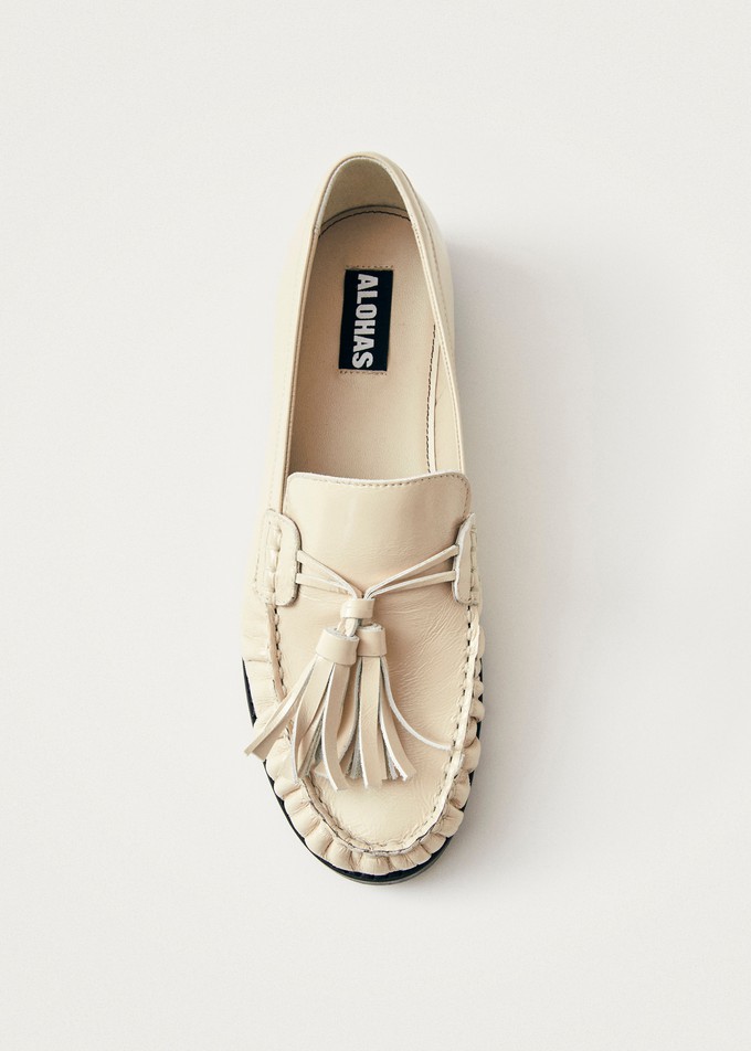 Marietta Cream Patent Leather Loafers from Alohas