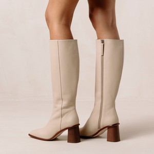 East Stone Beige Leather Boots from Alohas