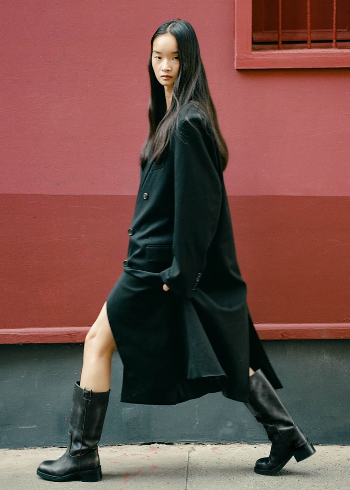 Sajan Vintage Effect Black Leather Boots from Alohas