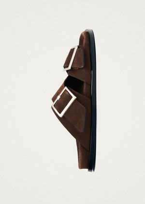 Alba Suede Brown Leather Sandals from Alohas