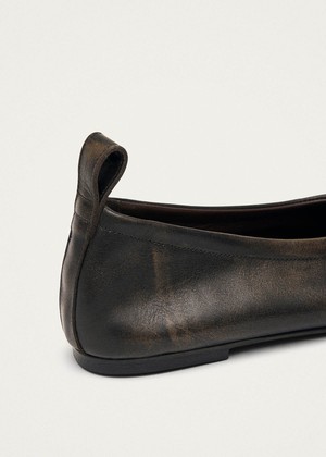 Rosalind Brushed Brown Leather Ballet Flats from Alohas