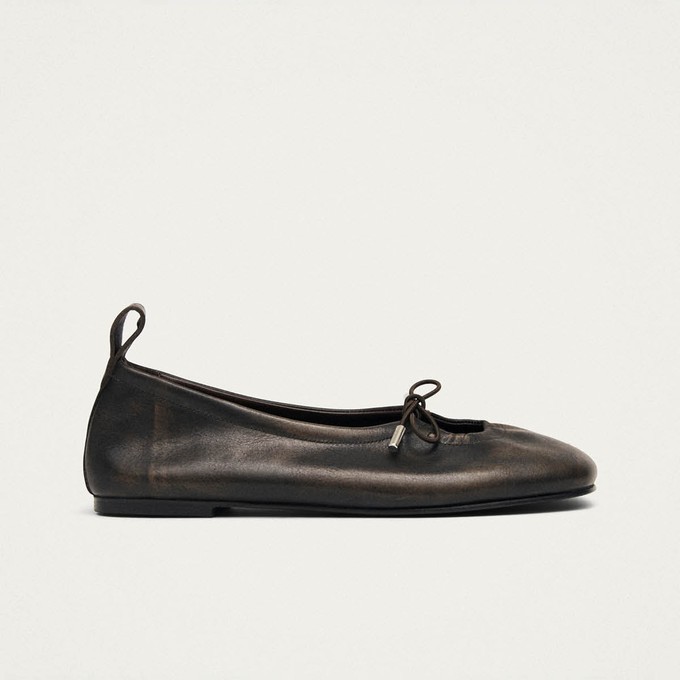 Rosalind Brushed Brown Leather Ballet Flats from Alohas