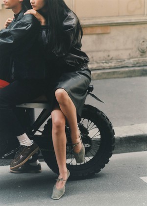 Sway Suede Khaki Leather Ballet Flats from Alohas