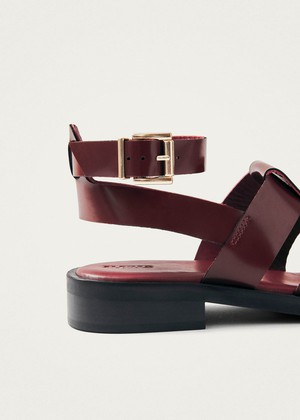 Perry Sleek Burgundy Leather Sandals from Alohas