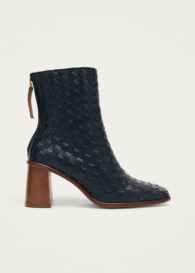 West Braided Black Leather Ankle Boots from Alohas