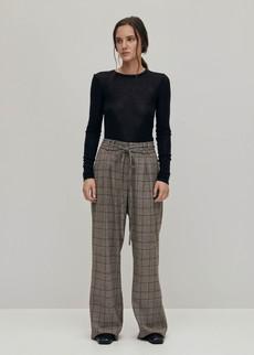 Kathy Checks Brown Pants via Alohas