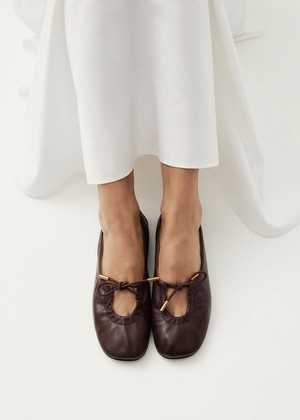 Rosalind Brown Leather Ballet Flats from Alohas
