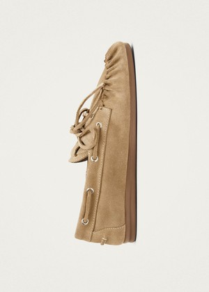 Rowan Suede Beige Leather Loafers from Alohas