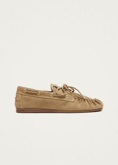 Rowan Suede Beige Leather Loafers via Alohas