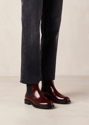 Lanz Burgundy Leather Ankle Boots from Alohas