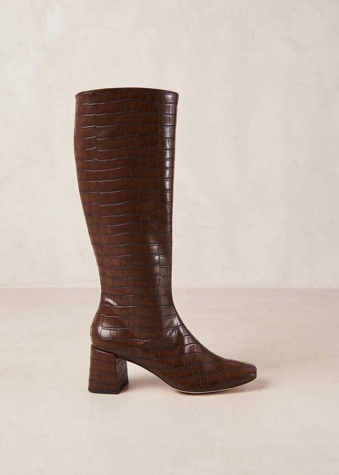 Chalk Alli Brown Vegan Leather Boots from Alohas