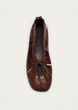 Rosalind Patent Brown Leather Ballet Flats from Alohas