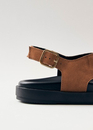 Nico Suede Brown Leather Sandals from Alohas